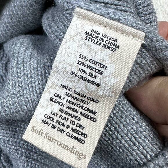 Soft Surroundings Gray Round Neck Cable Knit Warm Cozy Pullover Sweater Plus 1X - Picture 12 of 13